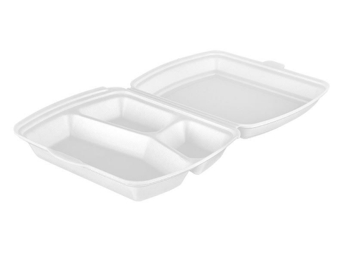Pojemnik obiadowy styropianowy 3-dzielny HP4/3 biały a125/2 