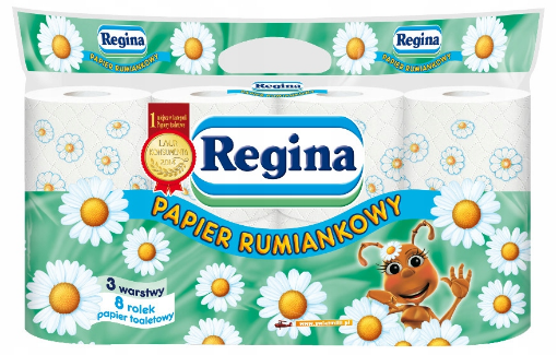 Obrazek Papier toaletowy REGINA 3 warstwy rumianek 8 rolek