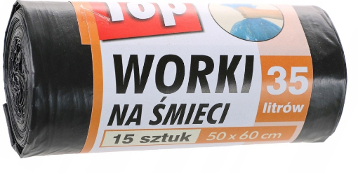 Obrazek Worki na śmieci 35L 50x60 LD TOP Super Mocne 15szt