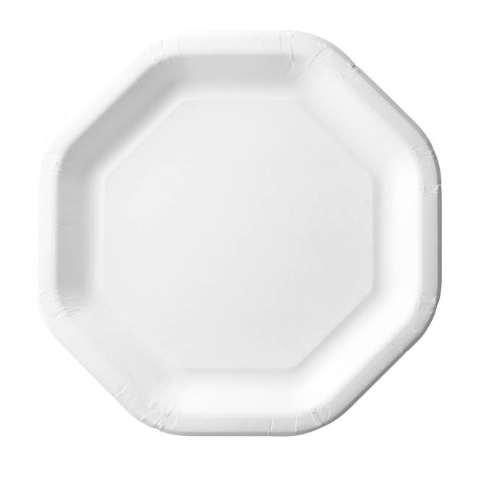 Talerze papierowe białe ośmiokątne 24x24 50szt
