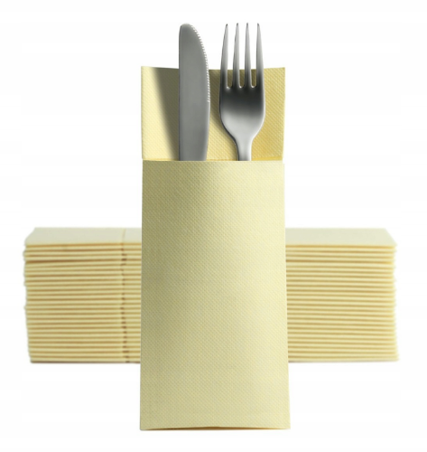 Kangurki, kieszonki na sztućce szampańskie, ecru 32x38  50szt 