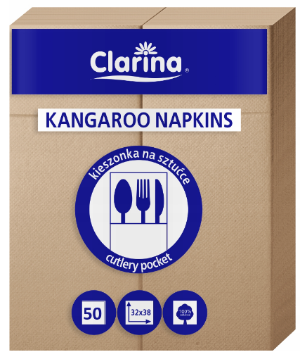 Kangurki, kieszonki na sztućce eco, kraft brązowe 32x38 50szt 