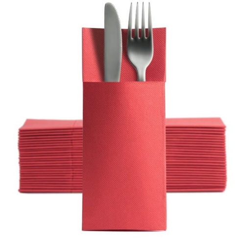 Kangurki, kieszonki na sztućce czerwone 32x38 50szt 