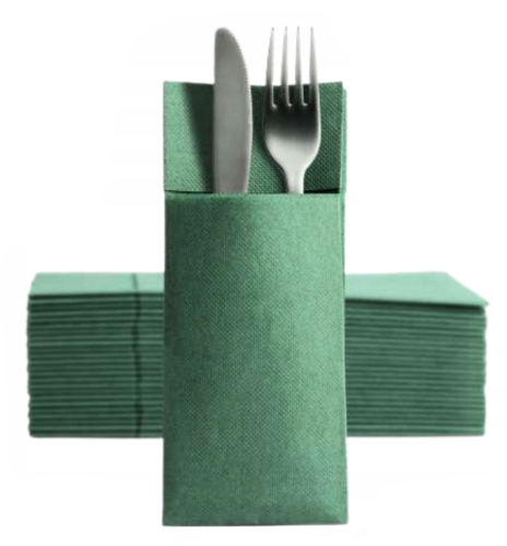 Kangurki, kieszonki na sztućce ciemno zielone 32x38 50szt 