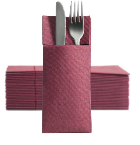 Kangurki, kieszonki na sztućce bordowe 32x38 50szt 