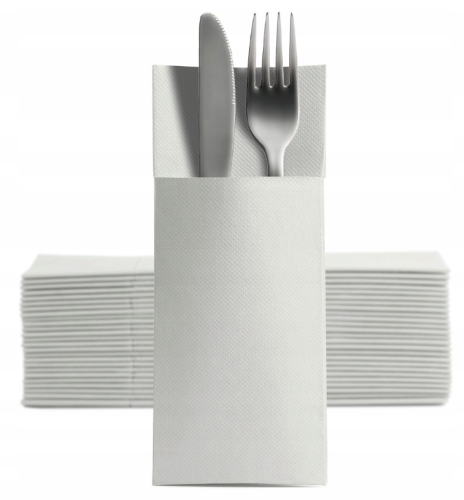 Kangurki, kieszonki na sztućce białe 32x38 50szt 