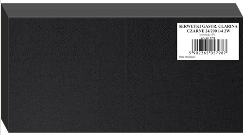 Serwetka czarna barmańska 1/4 2w 24x24 200 szt