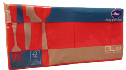 AHA serwetka 33x33 1/4 czerwona,  2 warstwy  250 szt