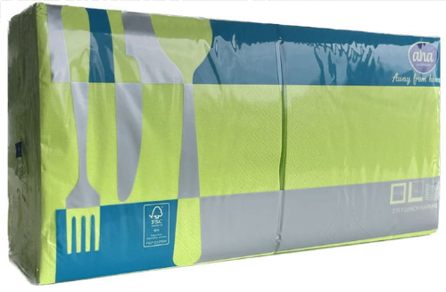 AHA serwetka 33x33 1/4 lemonka, 2 warstwy 250 szt