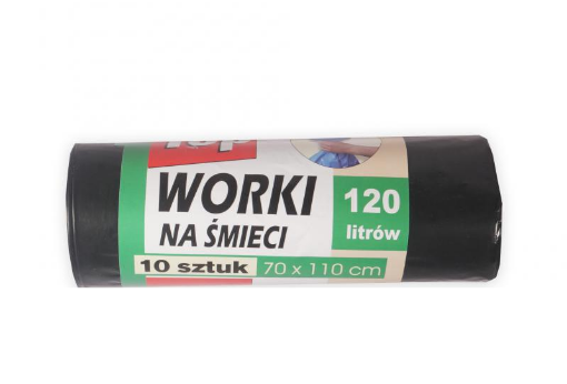 Obrazek Worki na śmieci 120L 70x110 TOP mocne 10szt