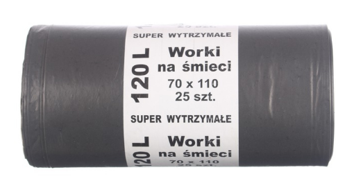 Obrazek Worki na śmieci 120L czarne Super wytrzymałe