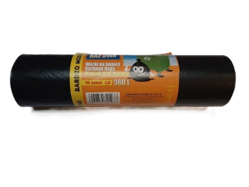 Worki na śmieci 360L mocne czarne 10szt.