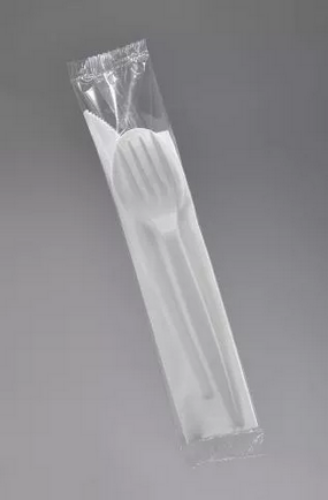 Zestaw sztućców 3504 widelec+nóż+łyżka+serwetka BIAŁY 1szt