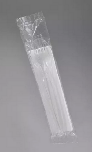 Zestaw sztućców 3707 widelec + nóż + łyżka + serwetka transparentny 1szt