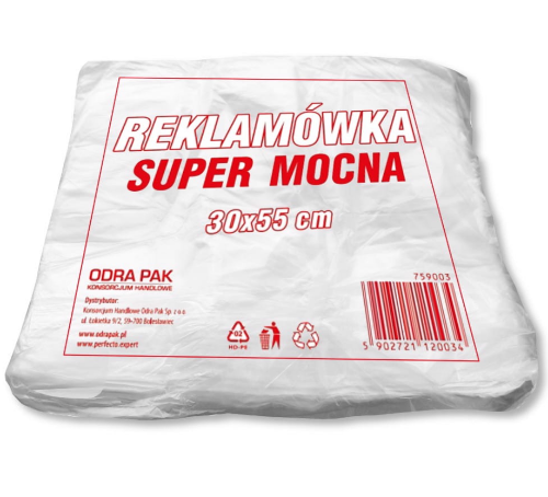 Reklamówka HDPE 30/9/55 14my Super mocna 120 sztuk