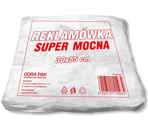 Obrazek Reklamówka HDPE 30/9/55 14my Super mocna 120 sztuk