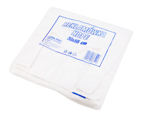 Reklamówka HDPE 30/9/55 biała 180 sztuk 12my