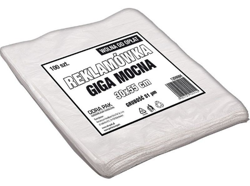 Reklamówka HDPE 30/9/55 51my biała 100 sztuk ODRA GIGA