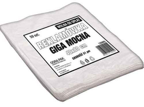 Reklamówka HDPE 40/11/80 51my biała 50 sztuk ODRA GIGA
