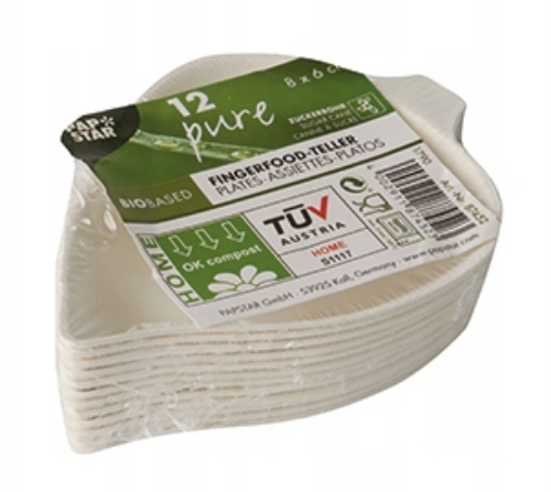 Talerz Fingerfood 87452 LIŚĆ trzcina cukrowowa 8x6cm 12szt