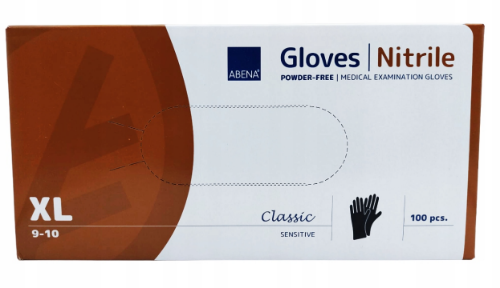 Rękawice nitrylowe ABENA XL bezpudrowe czarne 100 sztuk