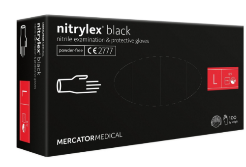 Rękawice czarne bezpudrowe NITRYLEX rozmiar L 100 sztuk