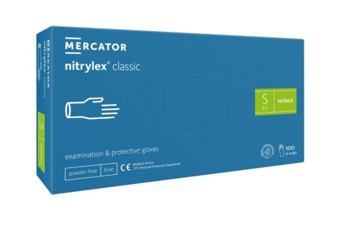 Rękawice nitrylowe Nitrylex S bezpudrowe niebieskie 100 sztuk