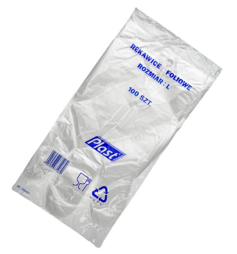 Rękawice foliowe PLAST L do zawieszenia w worku 100 sztuk
