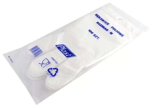 Rękawice foliowe PLAST M do zawieszenia w worku 100 sztuk