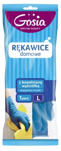 Rękawice gumowe GOSIA L niebieskie flokowane  2551 