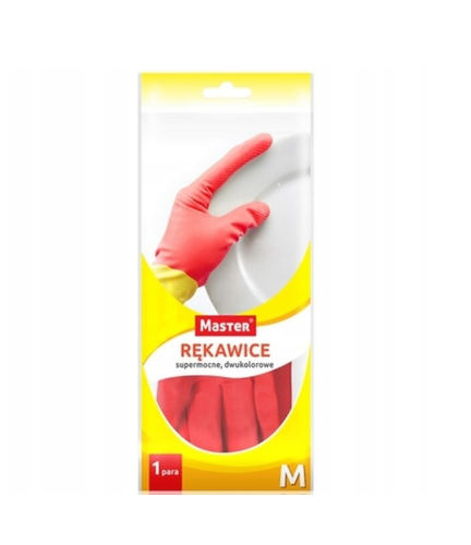 Rękawice gumowe MASTER M żółto- czerwone S432