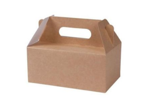 Pudełko na ciasto z rączką brązowo- białe 19x14x9cm 50 sztuk 1459000