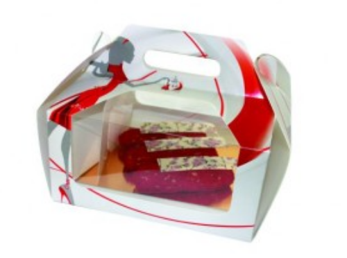 Pudełko na tort składane z oknem 25x25x12 nadruk LADY
