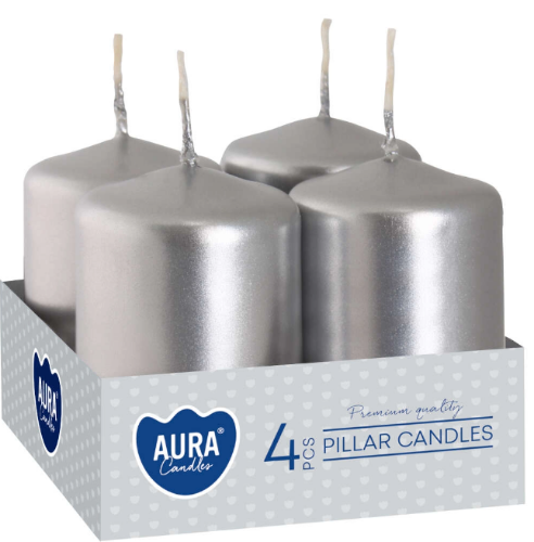 Świeca adwentowa 40/60 srebrna 4 sztuki