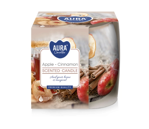 Świeca zapachowa w szkle folia JABŁKO- CYNAMON