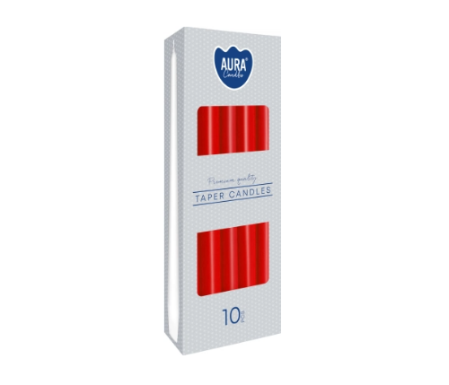 Świeca stożkowa czerwona 24,5cm 10 sztuk