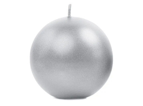 Świeca w kształcie kuli srebrna metalizowana