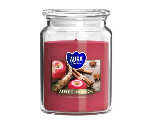 Świeca zapachowa w słoju JABŁKO- CYNAMON 500g