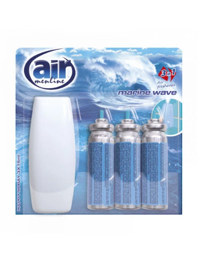 Obrazek Odświeżacz AIR spray 3x15ml +dozownik MARINE WAVE