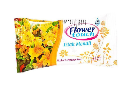 Obrazek Chusteczki nawilżane Flower touch 15szt. mix