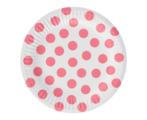 Talerz papierowy *18 Groszki różowe 6szt.