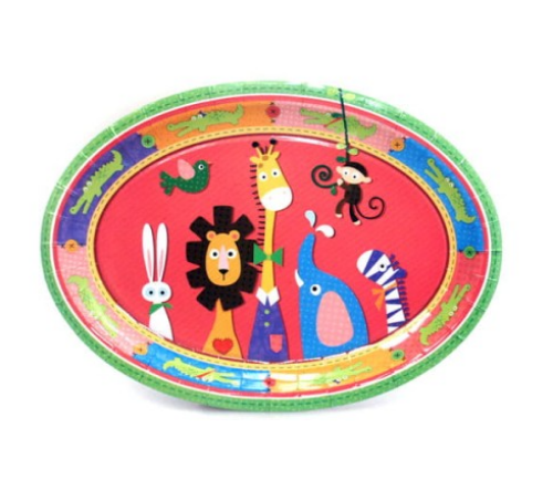 Talerz papierowy owal 20x28cm Przyjaciele z ZOO 6szt.