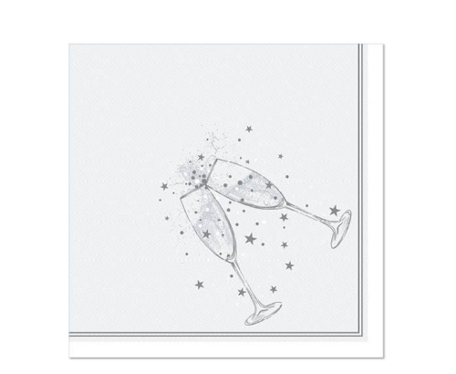 Serwetki ROYAL 1/4 40x40cm srebrne kieliszki 50szt. 88634