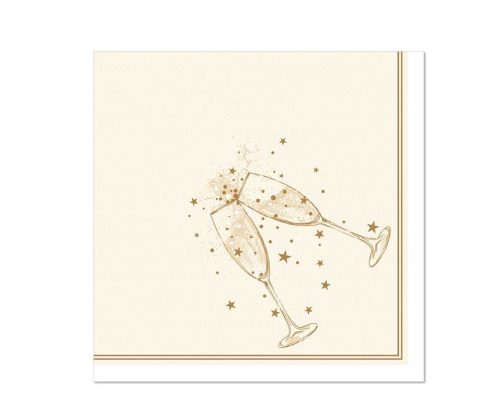 Serwetki ROYAL 1/4 40x40cm złote kieliszki 50szt. 88635