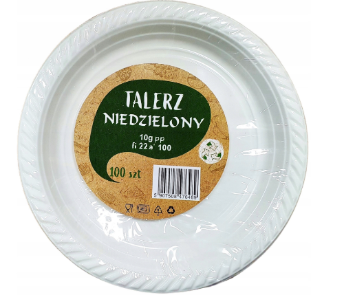 Talerze plastikowe wielorazowe białe na grilla, catering *22cm 100szt 