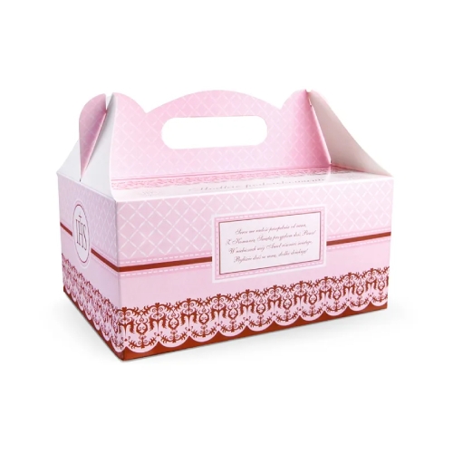 Pudełko na ciasto różowe KOMUNIA