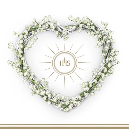 Serce z konwalii Gold serwetki KOMUNIA