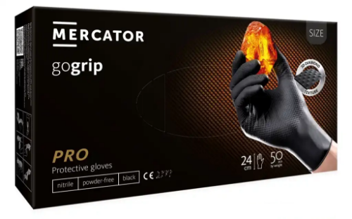 Rękawice czarne bezpudrowe GOGRIP rozmiar S 50 sztuk