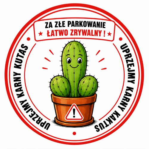 Naklejka Karny Kaktus kutas za złe parkowanie 6 cm 100 sztuk